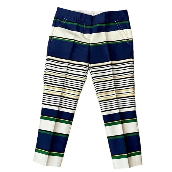 J.Crew Factory Striped Cropped Ankle Pants Career Work Size 2 - Picture 2 of 11
